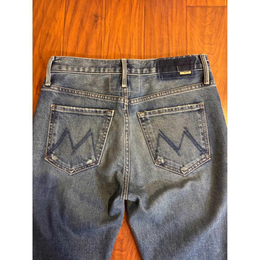 Mother The Trickster Skimp Fray Jeans Till Seeker Distressed Straight Leg 24 - Picture 6 of 8